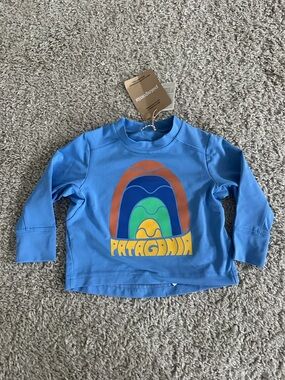 PATAGONIA Baby Capilene Silkweight Long Sleeve UPF 40 Shirt Size 3-6M Blue NWT
